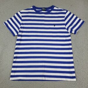 Ralph Lauren T Shirt Boys Size Large Blue White Striped Short Sleeve Kids/Youth